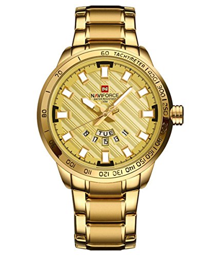 Men's new Fashionable Stylish Business All Gold Watch Comfortable Stainless Steel Band Formal Watch Skeleton Luminous Hands Japanese Movement Gold Dial