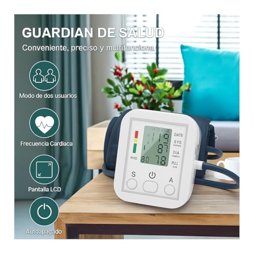 FARMADAR Monitor de Presion Arterial para Brazo con Pantalla LED, Baumanómetro Digital con Pantalla, Deteccion Automática y Precisa de la Presión Sanguínea, Multiples tipos de Medicion Y Oximetro de pulso para dedo. USO FACIL PARA TODA LA FAMILIA