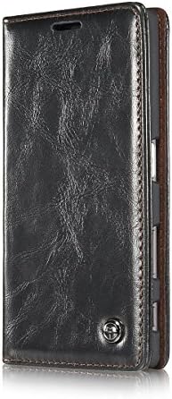 Sony Xperia Z5 Case, Premium PU Leather Book Design with Flip Cover and Stand [Credit Card Slot] Magnetic Closure Cover Case for Sony Xperia Z5 (Black)