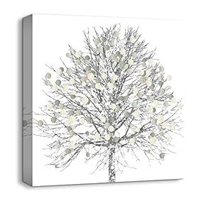 Canvas Wall Art Beautiful Painting Trees Artwork for Home Prints Framed - 12x12 inches