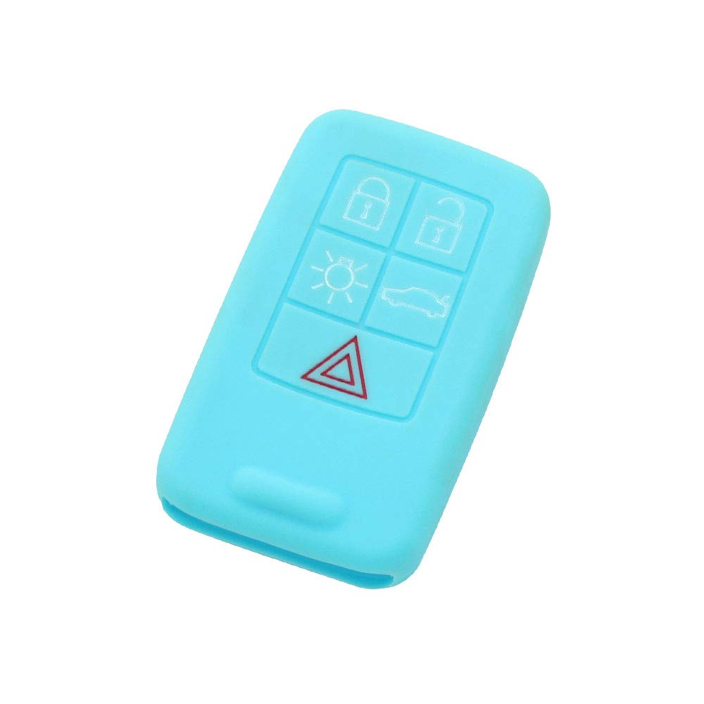 BROVACS Silicone Cover Protector Case Holder Skin Jacket Compatible with VOLVO 5 Button Smart Remote Key Fob CV9780 Light Blue