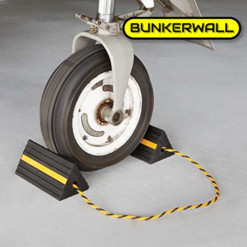 Industrial Rubber Wheel Chock Blocks with Rope 9.6" Wide, 5" High by BUNKERWALL BW3431