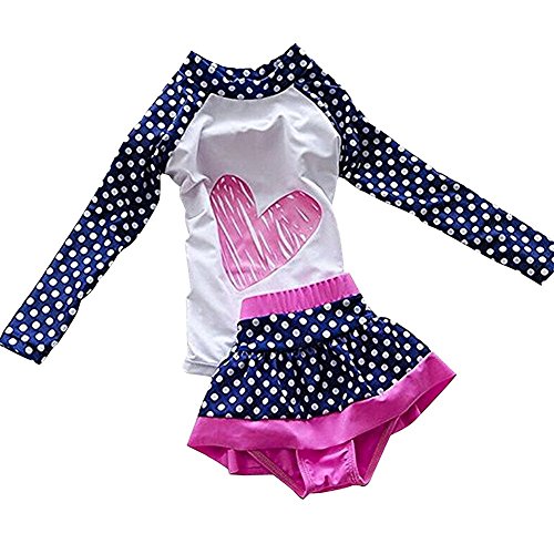 Toddler Baby Girl Swimsuit Two Pieces Kid Long Sleeve Rash Guard UPF 50+ (3-9)