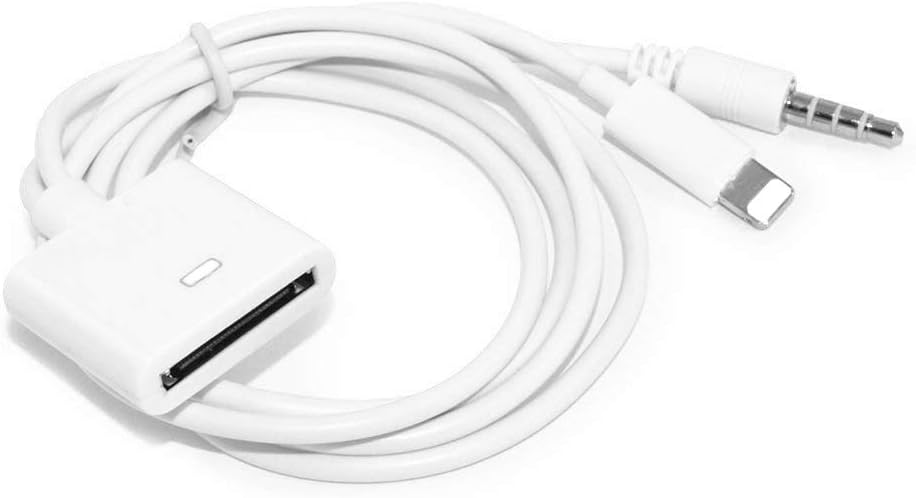 Cell Phone to 30 pin Audio (3.5mm) Adapter Converter for Music Docks & Data Transferring, Lighting 30p to 8p Adapter Compatible with Phone XR/XS/XS Max,8/8plus,7/7,Plus/6/6,Pad and Pod(White)