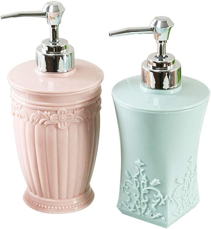 Duffire European Carved Shower Gel Bottle Bottling Household Large Capacity Pressing Empty Bottle Hand SaniTizer Bottle Shampoo Empty Bottle 2PCS