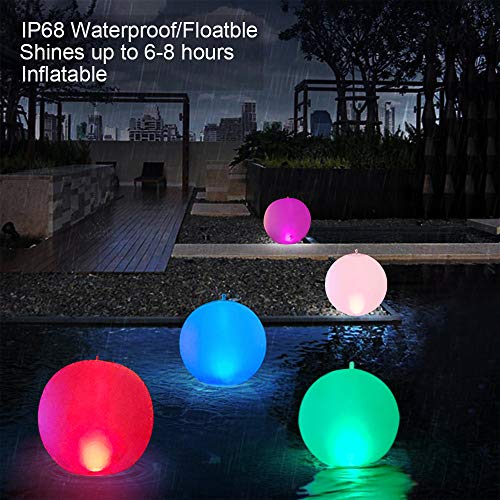 Rukars Floating Ball Pool Light Solar Powered 4 PCS, 14 Inch Inflatable