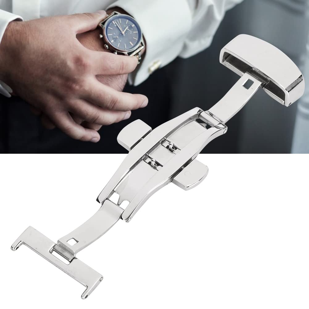 Stainless Steel Watch Clasp Buckle Replacement for 18mm 20mm 22mm Watch Bands Deployant Style Silver Accessory