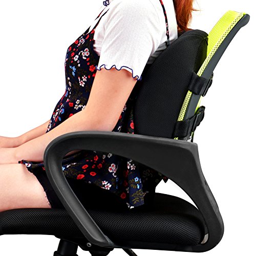 Back Cushion Wuudi 100% Pure Memroy Foam - Lumbar Cushion With Dual Premium Adjustable Straps and Breathable 3D Mesh Cover-Orthopedic Design for Back Pain Relief - Thumbnail 5