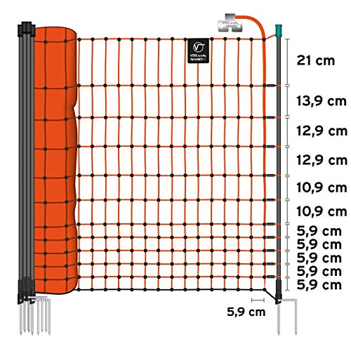VOSS.farming farmNET 50m Elektronetz 112cm Hühnernetz Geflügelnetz Hühnerzaun Geflügelzaun 16 Pfähle 2 Spitzen orange – Bild 6