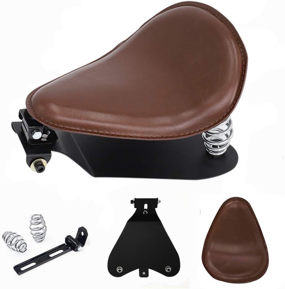 Brown Leather Solo Seat Base Plate Spring Bracket Mount Kit for Harley Bobber Chopper Custom