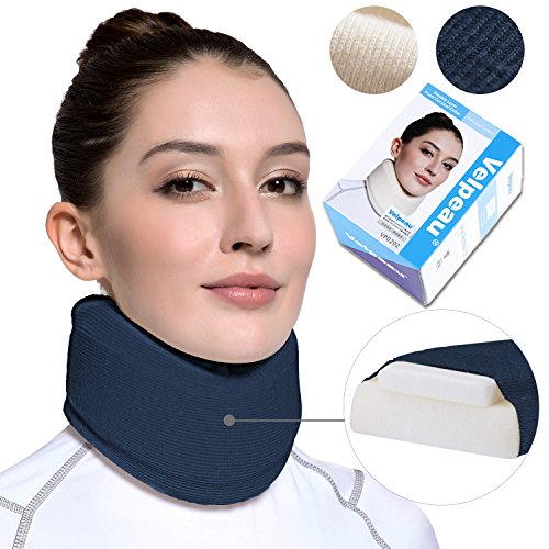 Neck Brace - Soft Cervical Collar - Double Layer Composite Moderate Support for Vertebrae for Neck Pain - Can Be Used During Sleeping, Travel, Airplane, Working (Blue,Large)