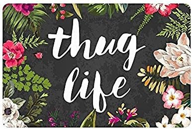 Huishe1 Thug Life Flowers Doormat Entrance Mat Floor Mat Rug Indoor/Outdoor/Front Door/Mats Rubber Non Slip Funny Welcome Entrance Mat 23.6 X 15.7 Inches
