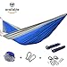 Camping Hammock Set for 2 Persons Blue/Grey - Indoor and Outdoor Hanging Kits - Ultra Durable Nylon By BackyardCamping - Portable Bed for Garden, Camp, Backpacking, Outdoor Adventures - Single/Double