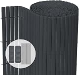 VOUNOT PVC Privacy Screen 1000 x 500 cm Grey Reinforced Outdoor Fence view 1