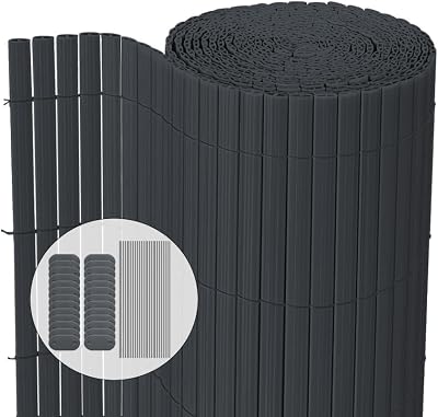 VOUNOT PVC Privacy Screen 1000 x 500 cm Grey Reinforced Outdoor Fence