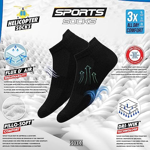 Chaussettes Homme Femme Sport 43-46 Socquettes Basses Courtes - Lot de 10 Paires (EU 43 46, Noir)