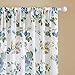 MRTREES Short Tier Curtains Sheer Kitchen Tiers Blue Flower Leaf Printed Bathroom Cotton Blend Tiers 25x36 Inch Half Window Treatment Floral Print Cafe Curtains Rod Pocket Set 2 Panels