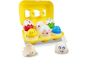 Pinkiwine Easter Hide & Squeak Eggs Montessori Sorting & Matching Learning Toys for Toddlers Kids Boys Girls Easter Basket Stuffers Gifts Party Favors