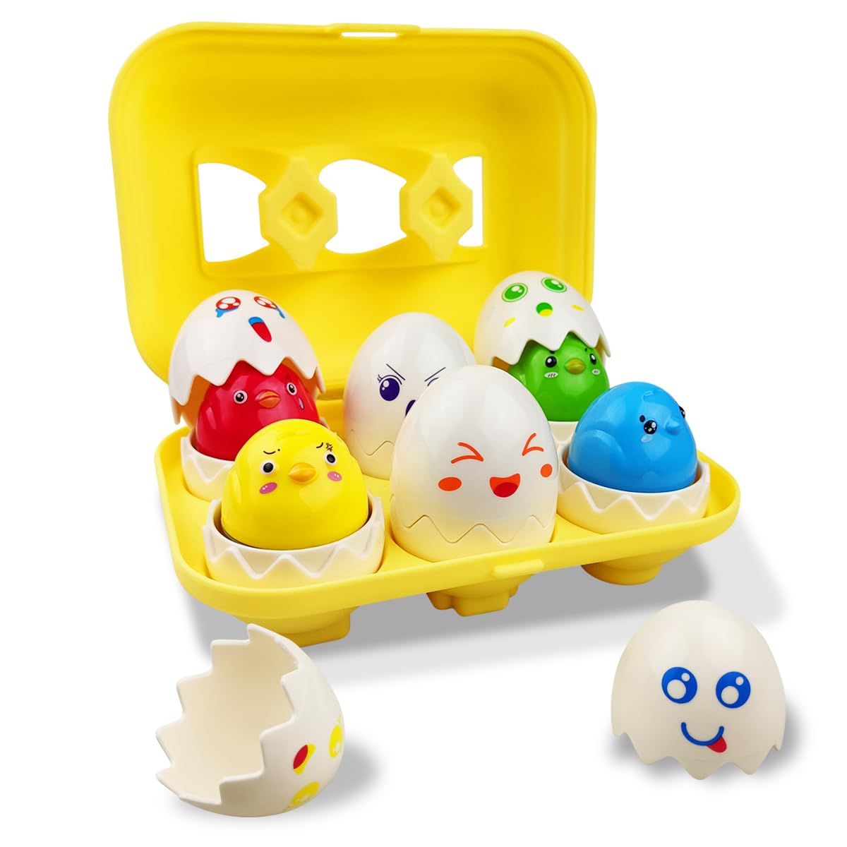 Pinkiwine Easter Hide & Squeak Eggs Montessori Sorting & Matching Learning Toys for Toddlers Kids Boys Girls Easter Basket Stuffers Gifts Party Favors