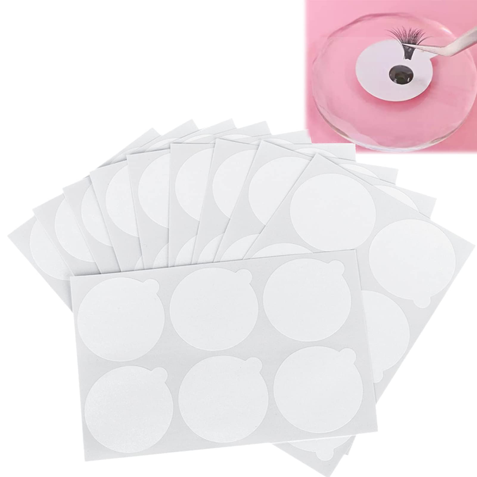 Jade Stone Stickers, 180pcs Disposable Eyelash Glue Holder, Waterproof Sticker Pallet Paper Pads Stand on Jade Stone, Eyelash Glue Stone Stickers That Slow Down the Hardening and Drying Speed of Glue
