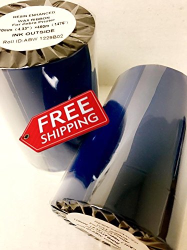 48-Rolls of Zebra compatible thermal transfer printer ribbon 4.33" x 1476'/110mm x 450m Black Standard Resin-Enhanced Wax Ribbons. Free and same day shipping.