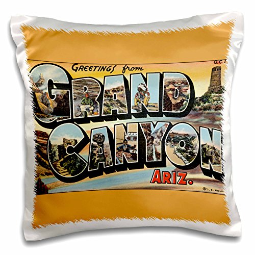 3dRose Greetings From Arizona Scenic Vintage Postcard Design - Pillow Case, 16 by 16-inch (pc_180215_1)