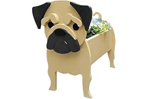 Bamboo's Grocery LoKii Meat Color Pug Dog Planter, Cute Dog Plant Pot, Animal Shape Plant Containers, for Outdoor Indoor and Garden Decoration Plants