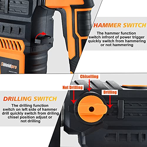 SHIELDPRO 11/4 Inch SDSPlus 13 Amp Rotary Hammer Drill Heavy Duty