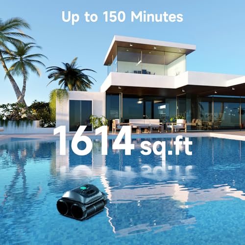(2026 Upgrade) WYBOT C1 Pool Vacuum Robot for Above Ground & Inground Pool, 150mins Cordless Pool Cleaner, 4-in-1 Wall/Waterline/Platform Cleaning up to 1,614 sq.ft, Smart Navigation, App Control