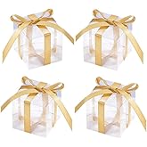KUPOO 50pcs Clear Favor Boxes, 2.76 x 2.76 x 2.76 inches Plastic Small Gift Boxes Transparent Cube Treat Boxes for Wedding,Party (2.76 x 2.76 x 2.76 Inch)
