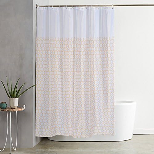 Shower Curtain Mildew Resistant Polyester Fabric Water Repellent Anti bacterial Neutral Design with 12 Curtain Hooks 70.8x70.8 inches Beige Circle Pattern By iYaYoo
