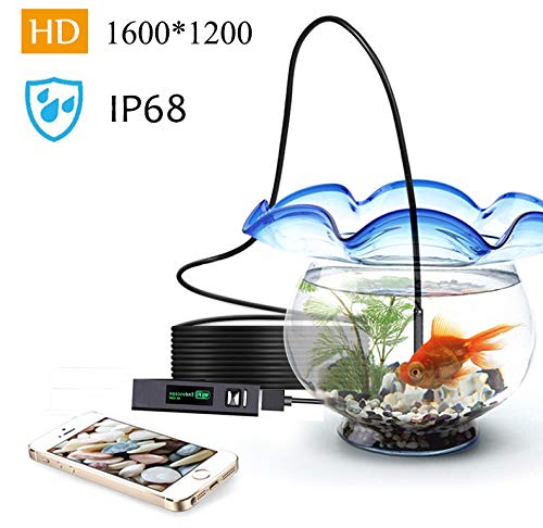 Inspection Camera Endoscope,Wireless Endoscope WiFi Inspection Camera 1200P HD Borescope Waterproof IP68 Snake Pipe Camera with 8 Led & 5M(16.4ft) Semi-Rigid Cable for iOS Android iPhone Windows Mac - Thumbnail 2