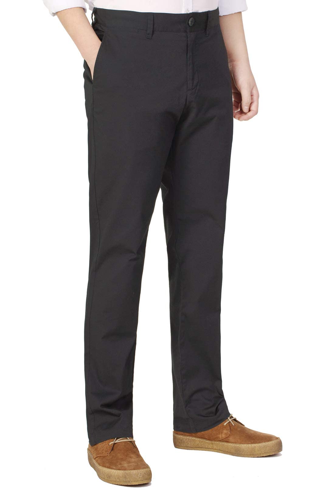 Photo 1 of P&L Men's Straight Fit Casual Stretch Flat Front Chino Pants (Regular and Big & Tall) Charcoal