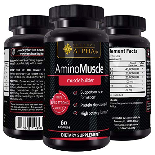 Premium Amino Muscle by Alpha Science - Muscle Builder & Testosterone Booster with Powerful Amino Acids (BCAAs & EAAs) - Ideal for Weight Loss, Bodybuilding, Weight Lifting - 60 Vegetarian Capsules (Best Stack For Building Muscle And Losing Fat)