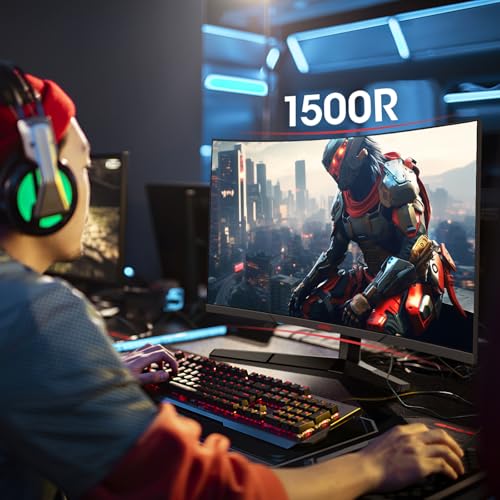 KOORUI 24 Inch Curved Monitor -180Hz 1ms Gaming Monitors FHD VA 1500R PC Monitors with Adaptive Sync, HDMI X2 /DP, VESA Compatible, Tilt Adjustable, Eye Care