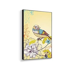 Framed Canvas Wall Art for Living Room, Bedroom Chinese Ink Birds and Flowers Canvas Prints for Home Decoration Ready to Hanging - 16x24 inches