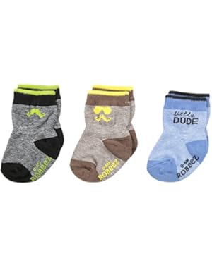 Baby-Boys Newborn 3 Pack Little Dude Socks, Assorted, 6-12 Months