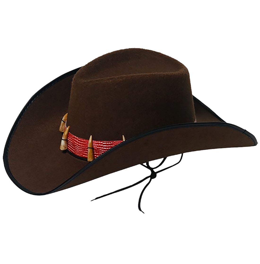 Fancy Dress Brown Cowboy With Teeth Hat Australian Crocodile Man Adult Size