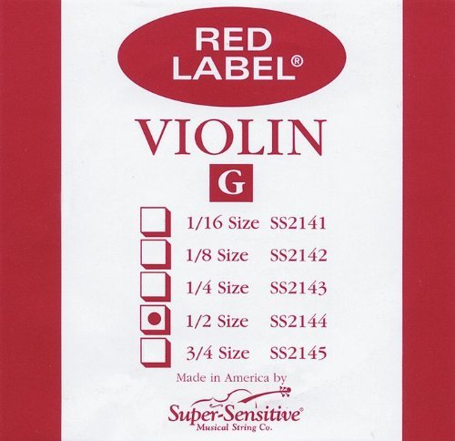 Super Sensitive Red Label 2144 Violin G String, 1/2