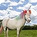 K KUMEED Shiny Horn Elastic Headband with Floral for Horses Photo Booth Props Cosplay Costume Decor, Silver