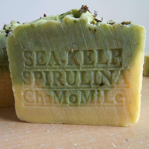Natural Handcrafted Soap Company Handmade 7 oz. Bar Soap Fresh Organic Sea Kelp Moss with Chamomile Herb Organic Cocoa Butter Handmade !