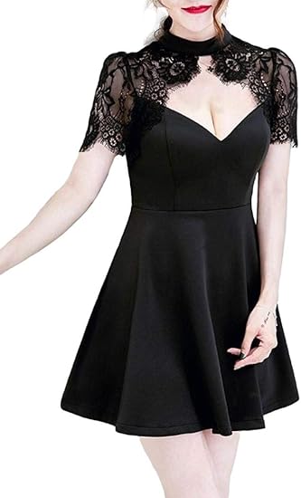 Amazon アイラカリラ アイーダ レース Aライン ワンピース フレア ミニ 胸あき 花柄 クラブ パーティ ドレス レディース イブニングドレス 通販