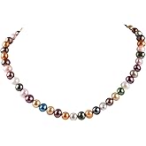 Women's Pearl Necklace 8-9mm Multicolor Freshwater Cultured Pearl Necklace for Women, Real Pearl Necklace Length 17In + 2In extender