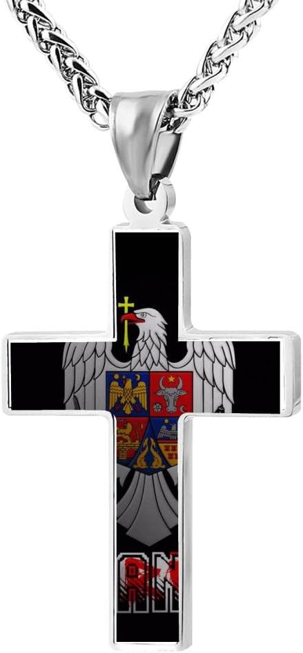 Kenlove87 Cool Patriotic Cross Romanian Pride Coat Religious Lord's Zinc Jewelry Pendant Necklace