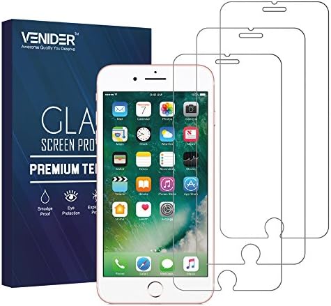 3 Pack Screen Protector for iPhone 7 Plus, VENIDER Tempered Glass (5.5 inch), Anti-Fingerprint, 0.3mm Ultra Thin, 9H Hardness, 3D Touch Compatible, Case-Friendly, Ultra Clear
