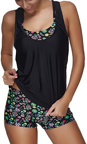 Unicathy Push Up Sexy Blouson Black Tankni Swimsuit for Women.KJ005-G1-XL