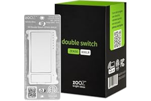 Zooz Z-Wave Long Range Double Switch (White) ZEN30 800LR for Fan and Light Combo (NO Speed Control), Hub Required (Works with Home Assistant, Hubitat, Wink, SmartThings, Z-Box Hub)