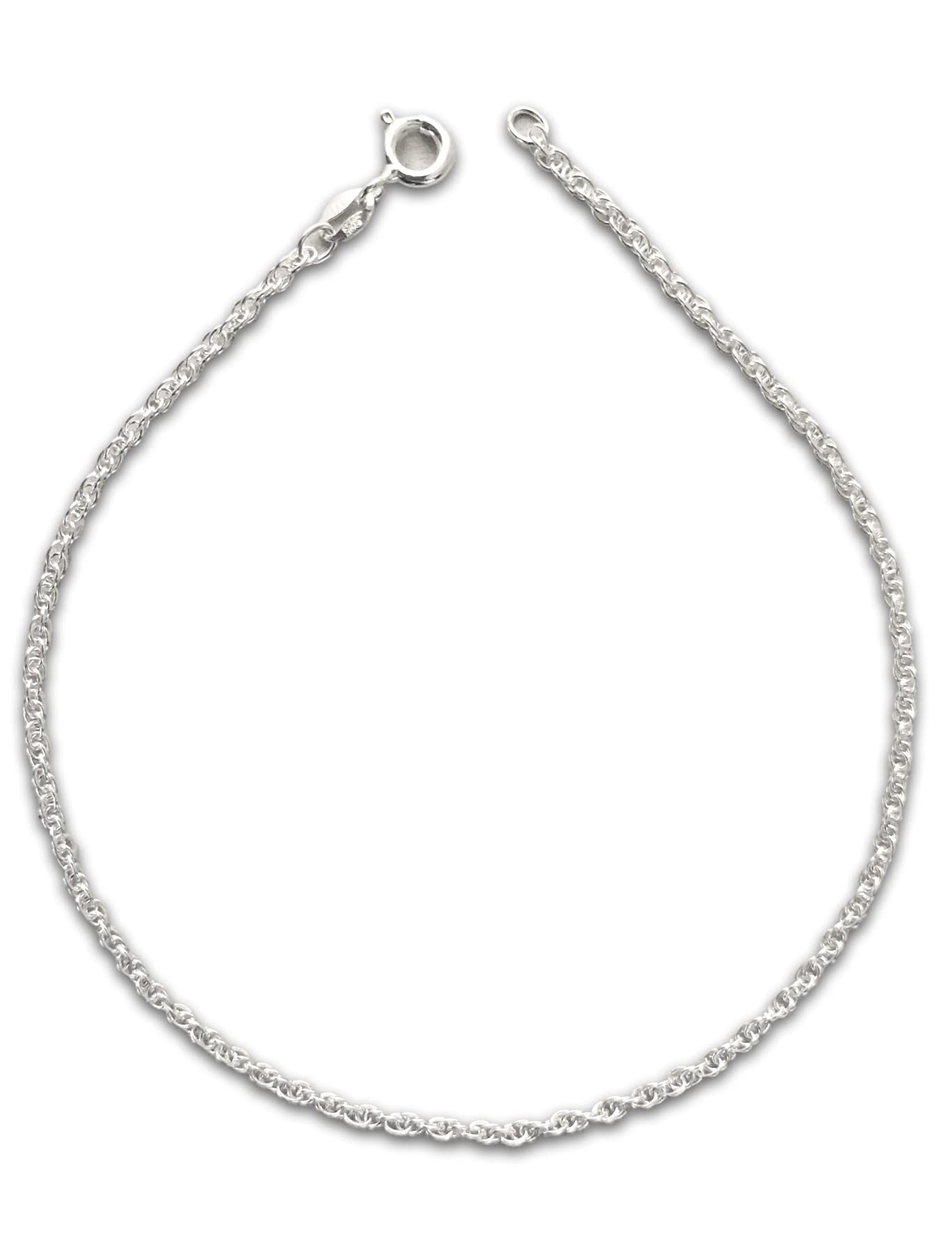 9.5 Inch Rope/Prince of Wales Chain Style Sterling Silver Anklet/Ankle Bracelet/Ankle Chain - 925 Sterling Silver - 9.5" Inch / 24 cm - 2mm Wide