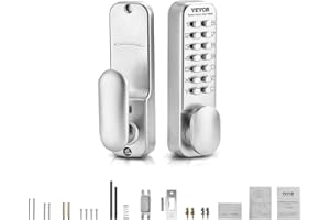 VEVOR Mechanical Keyless Entry Door Lock, 14 Key Mechanical Door Lock, Mechanical Keypad Door Knob, Single-Side Stainless Steel Waterproof Keyless Gate Lock, for Home Office Outdoor Fence Garage Yard