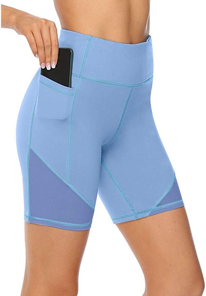 Bike Shorts with Pockets Women Hessimy Women's High Waist Workout Yoga Running Compression Shorts Tummy Control Side Pockets